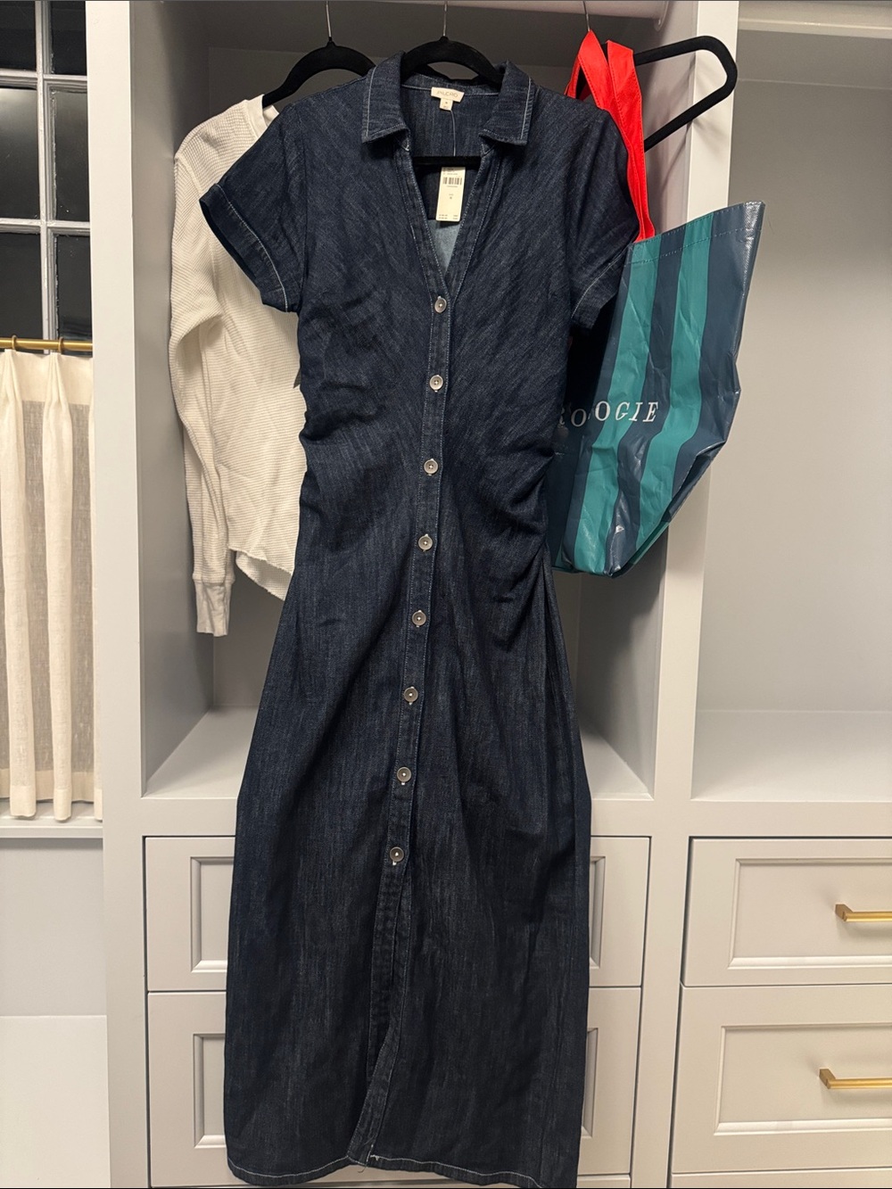 NEW w Tag Anthropologie Greer Denim Midi Dress by Pilcro Size M Let Luv Thermal